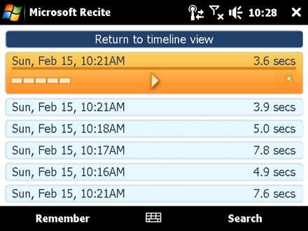 Microsoft Recite Voice Recording App Interface (2009)